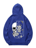 COZYEASE Men's Vintage Y2K Graphic Hoodie - Blue Medium