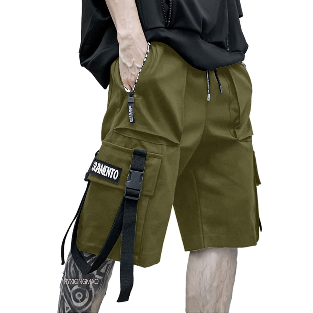 XiongMao Techwear Gothic Cargo Shorts - Green