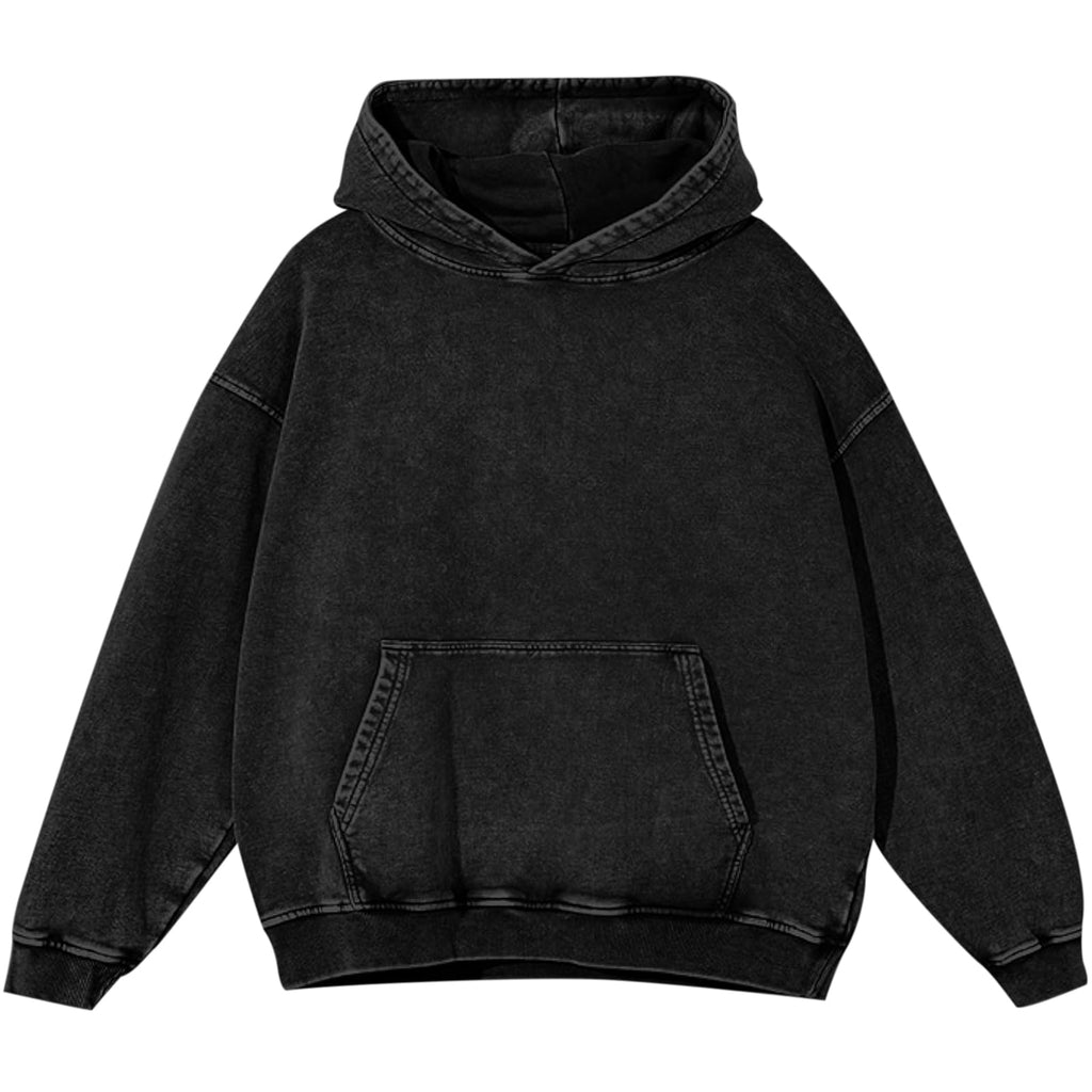 BINTEHGS Oversized Acid-Wash Hoodie - Vintage Baggy Cotton Sweatshirt