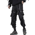 XYXIONGMAO Mens Streetwear Joggers Techwear Clothing Urban Hip Hop Pants Black Streetwear Gothic Sweatpants Tactical Cargo Pants for Men(Black L)