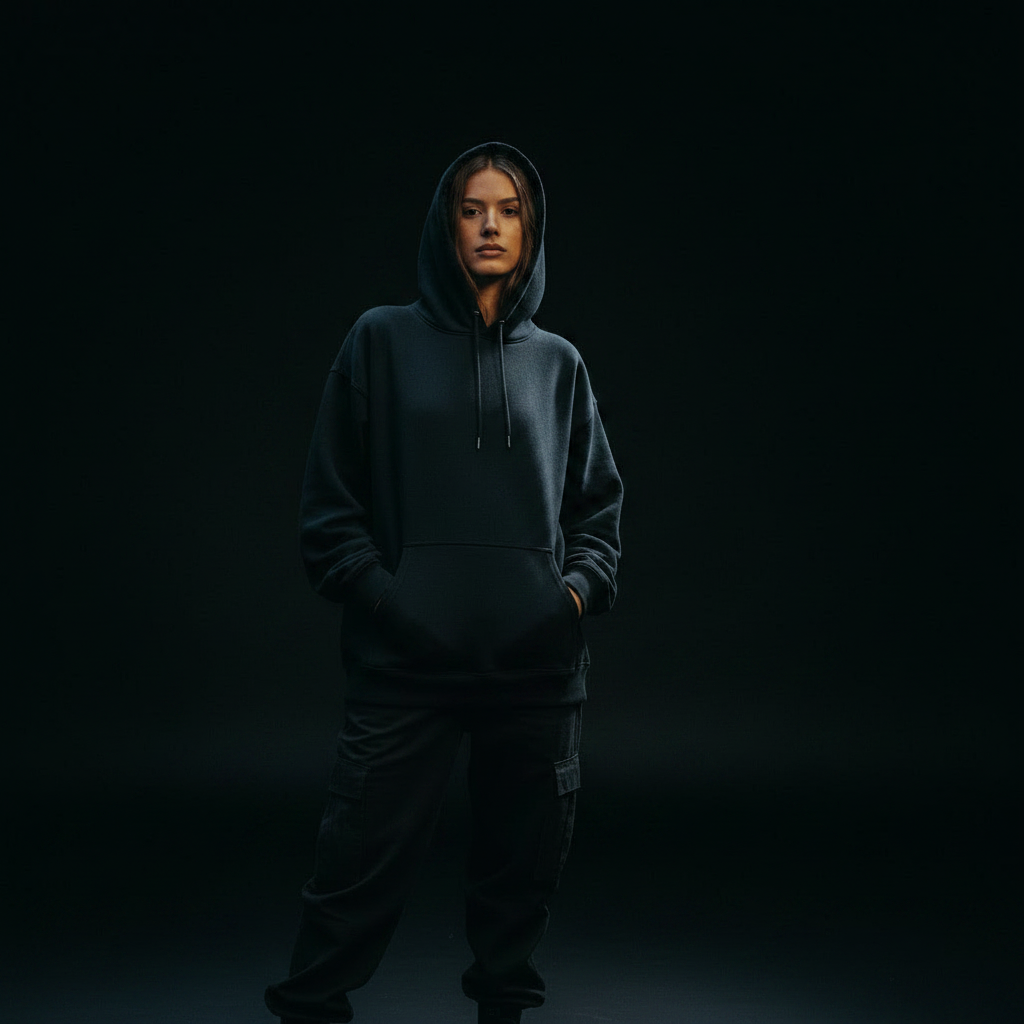Women's Black Hoodie Black Background